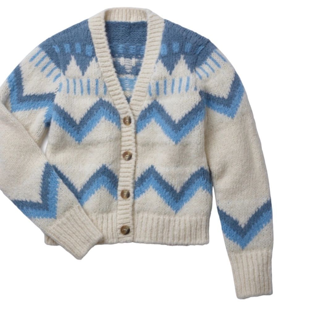 NWT FAHERTY Icelyn Alpaca Fairisle Cardigan in Frosty Fairisle M - Picture 10 of 10